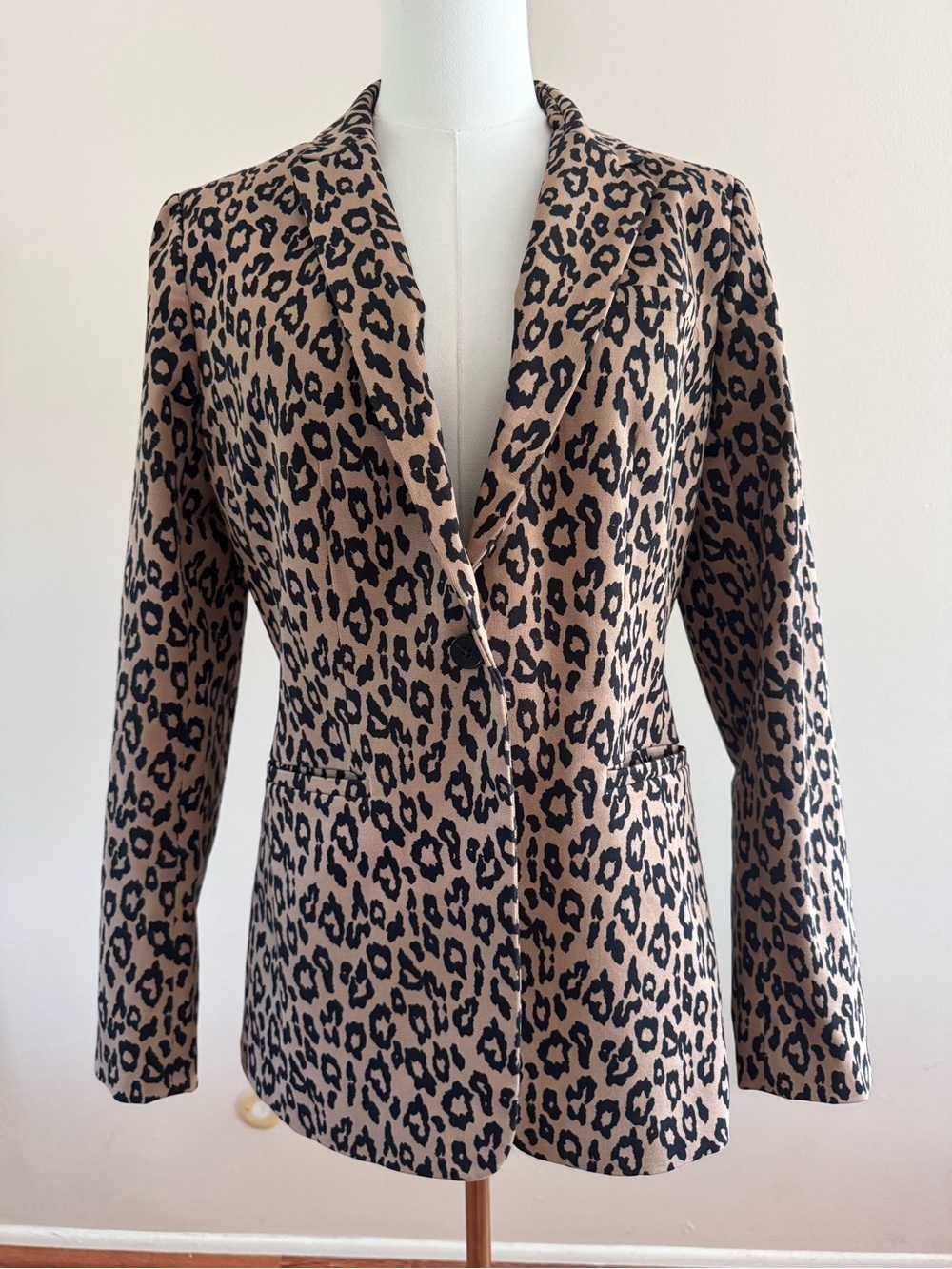 Banana Republic Leopard Print Blazer in Tan and Black - Cotton Blend